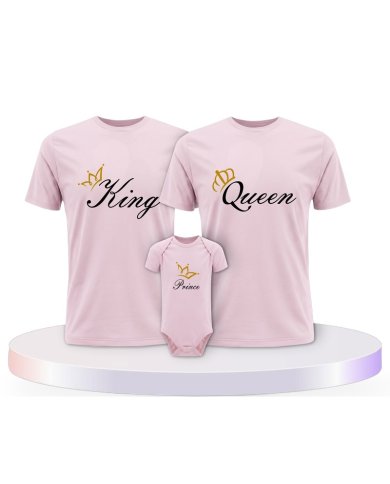 Familienlook T-Shirts mit King Queen Prince Oder Princess | Paarpulli