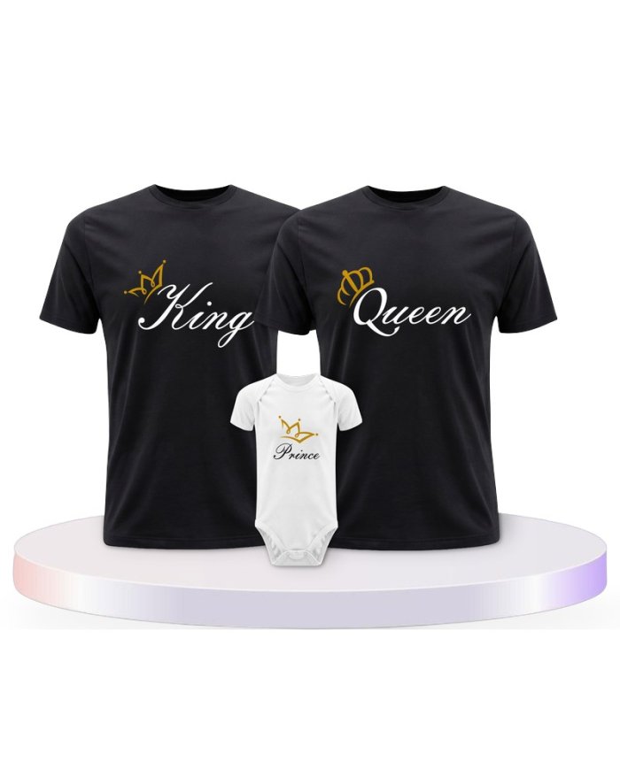 Familienlook T-Shirts mit King Queen Prince Oder Princess | Paarpulli