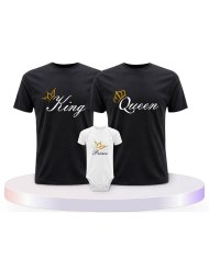 Familienlook T-Shirts mit King Queen Prince Oder Princess | Paarpulli