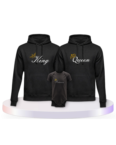 Familienlook Hoodies mit King Queen Prince Oder Princess | Paarpulli