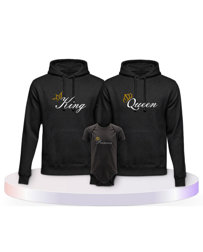 Familienlook Hoodies mit King Queen Prince Oder Princess | Paarpulli