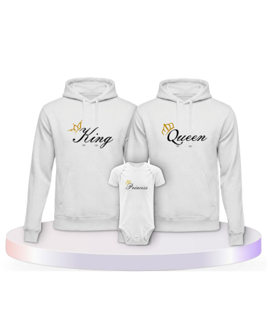 Familienlook Hoodies mit King Queen Prince Oder Princess | Paarpulli