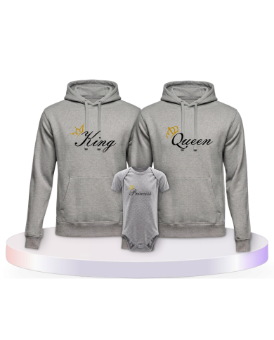 Familienlook Hoodies mit King Queen Prince Oder Princess | Paarpulli