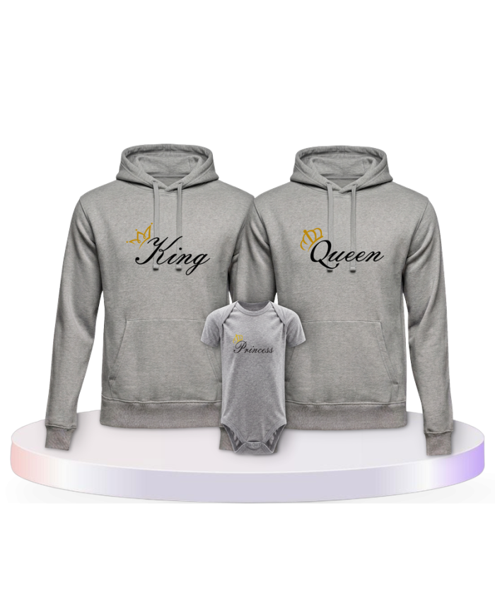 Familienlook Hoodies mit King Queen Prince Oder Princess | Paarpulli