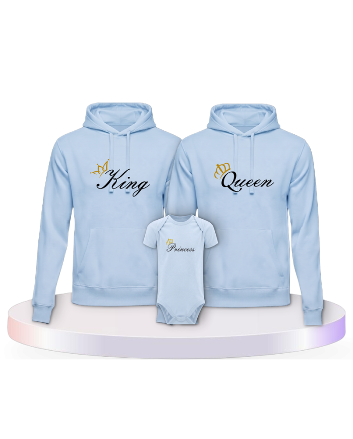 Familienlook Hoodies mit King Queen Prince Oder Princess | Paarpulli