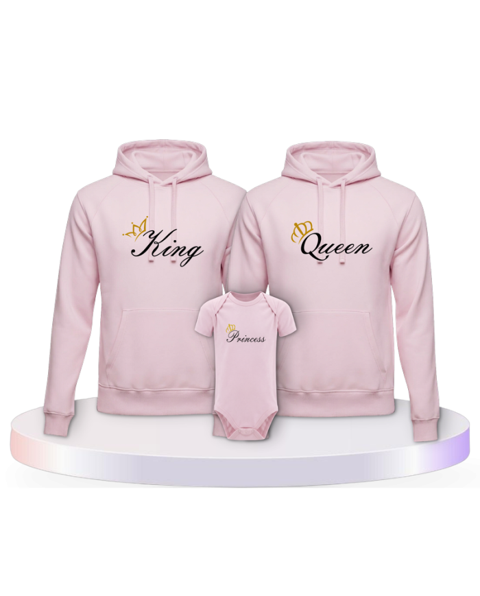 Familienlook Hoodies mit King Queen Prince Oder Princess | Paarpulli