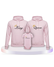 Familienlook Hoodies mit King Queen Prince Oder Princess | Paarpulli