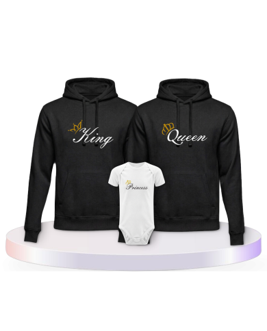 Familienlook Hoodies mit King Queen Prince Oder Princess | Paarpulli