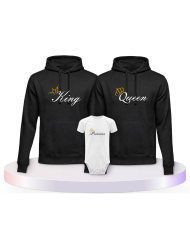 Familienlook Hoodies mit King Queen Prince Oder Princess | Paarpulli
