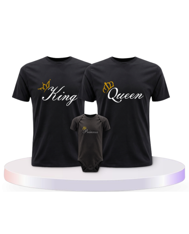 Familienlook T-Shirts mit King Queen Prince Oder Princess | Paarpulli
