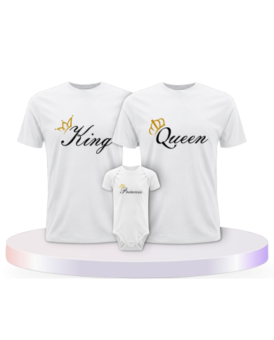 Familienlook T-Shirts mit King Queen Prince Oder Princess | Paarpulli