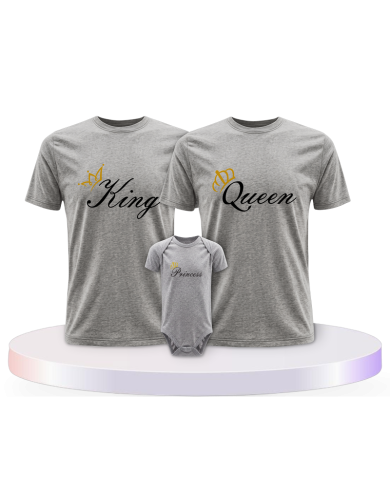 Familienlook T-Shirts mit King Queen Prince Oder Princess | Paarpulli