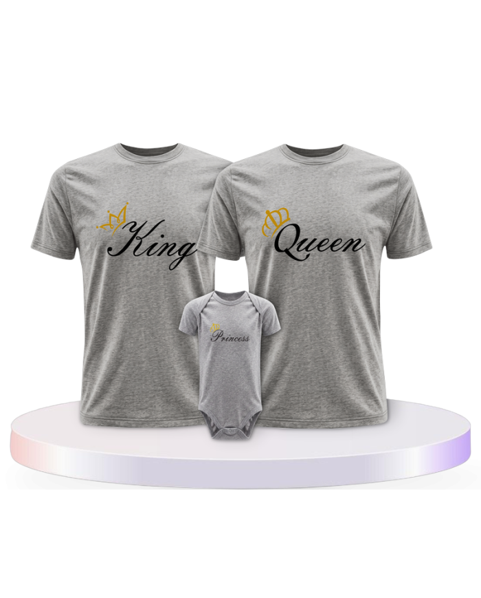 Familienlook T-Shirts mit King Queen Prince Oder Princess | Paarpulli