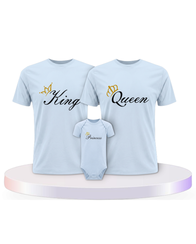 Familienlook T-Shirts mit King Queen Prince Oder Princess | Paarpulli