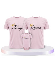 Familienlook T-Shirts mit King Queen Prince Oder Princess | Paarpulli