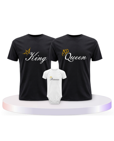 Familienlook T-Shirts mit King Queen Prince Oder Princess | Paarpulli