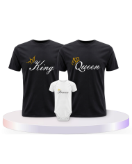 Familienlook T-Shirts mit King Queen Prince Oder Princess | Paarpulli