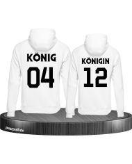 König & Königin mit Wunschzahlen Partnerlook Hoodies