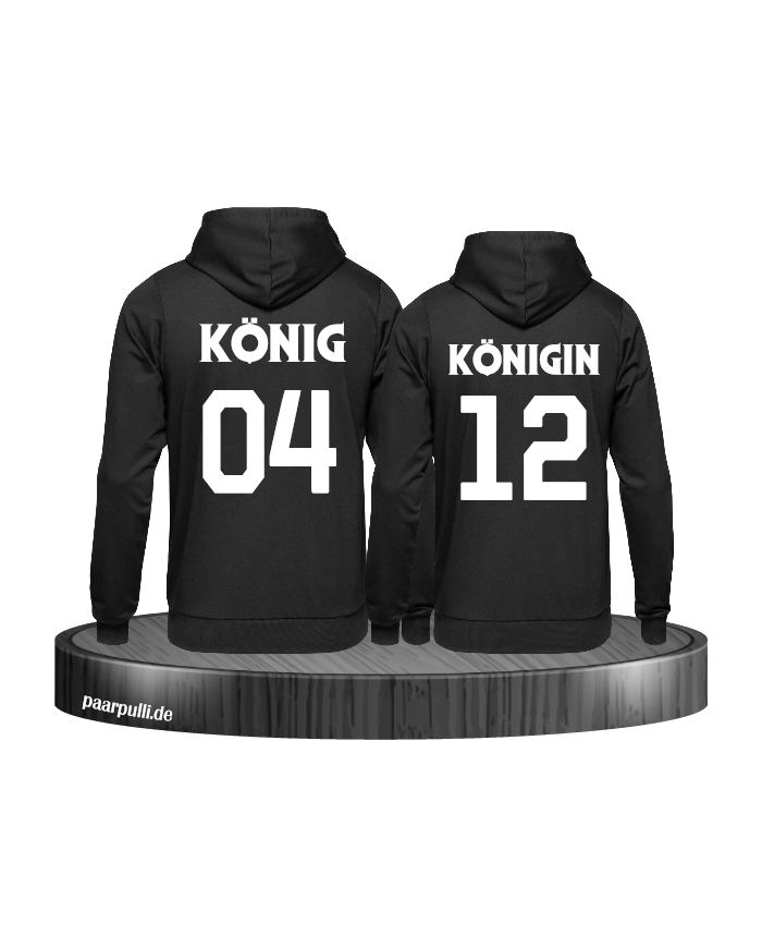 König & Königin mit Wunschzahlen Partnerlook Hoodies