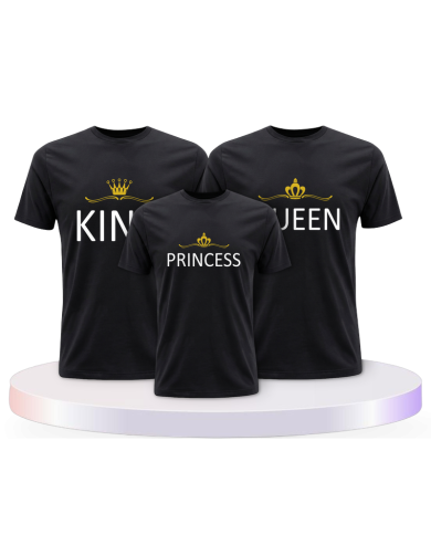 Familie Shirts King Queen und Princess/Prince mit Krone | Paarpulli