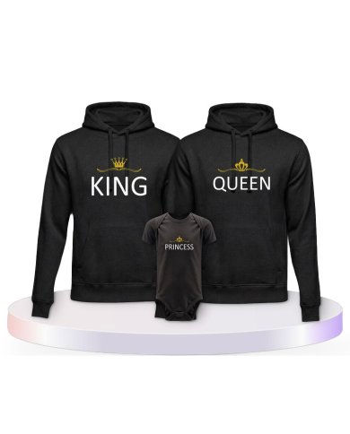 Familienlook Hoodies mit King Queen Prince Princess | Paarpulli
