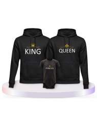 Familienlook Hoodies mit King Queen Prince Princess | Paarpulli