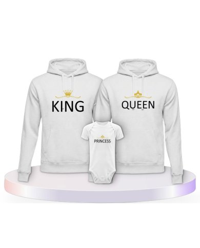 Familienlook Hoodies mit King Queen Prince Princess | Paarpulli