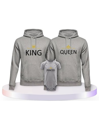 Familienlook Hoodies mit King Queen Prince Princess | Paarpulli
