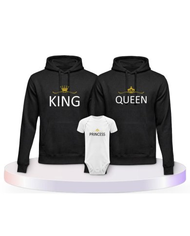 Familienlook Hoodies mit King Queen Prince Princess | Paarpulli