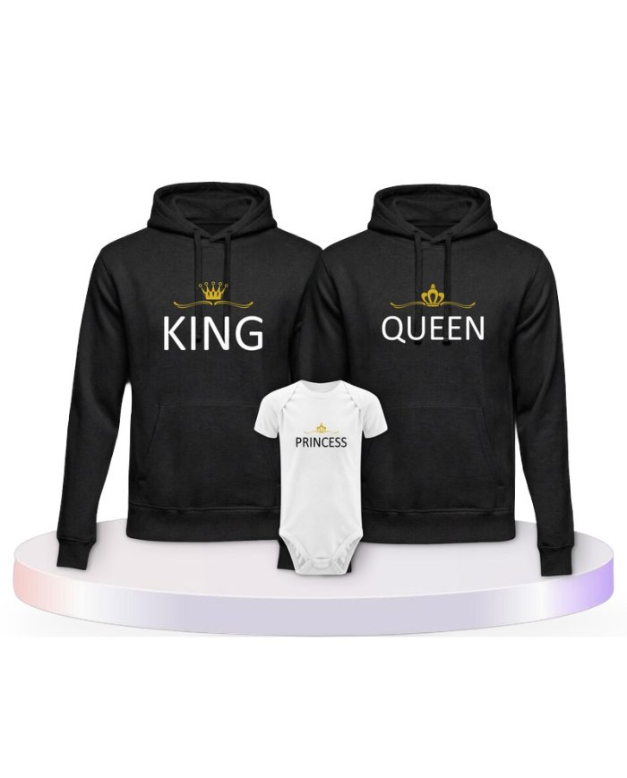 Familienlook Hoodies mit King Queen Prince Princess | Paarpulli