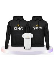 Familienlook Hoodies mit King Queen Prince Princess | Paarpulli