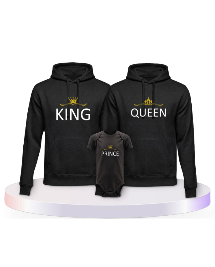 Familienlook Hoodies mit King Queen Prince Princess | Paarpulli