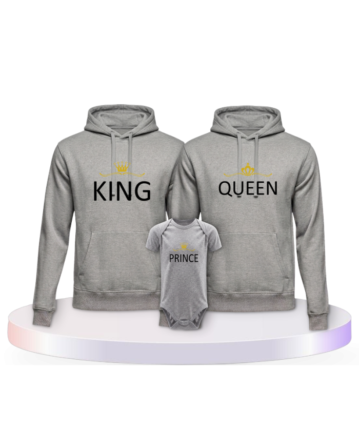 Familienlook Hoodies mit King Queen Prince Princess | Paarpulli