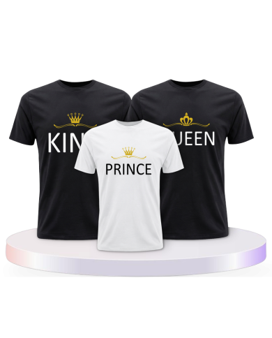 Familie Shirts King Queen und Princess/Prince mit Krone | Paarpulli