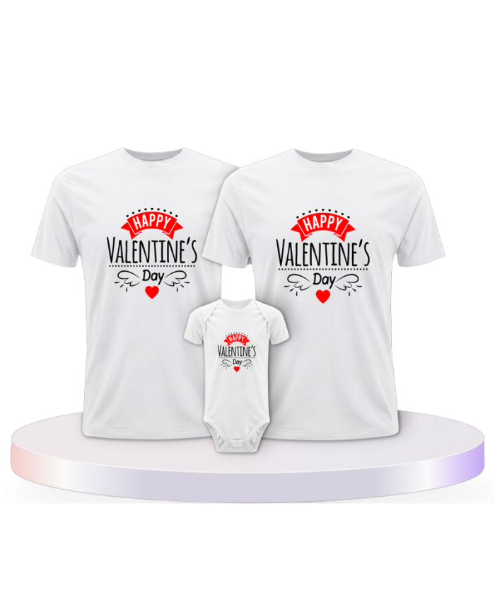 Happy Valentinstag Familienset T-Shirts | Paarpulli