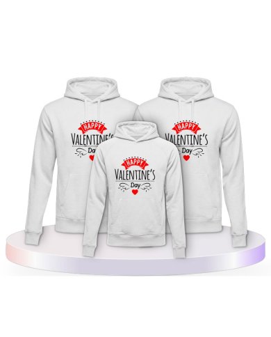 Happy Valentinstag Familienset Hoodies | Paarpulli