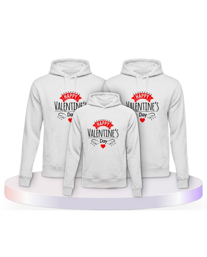 Happy Valentinstag Familienset Hoodies | Paarpulli