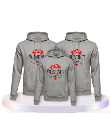Happy Valentinstag Familienset Hoodies | Paarpulli