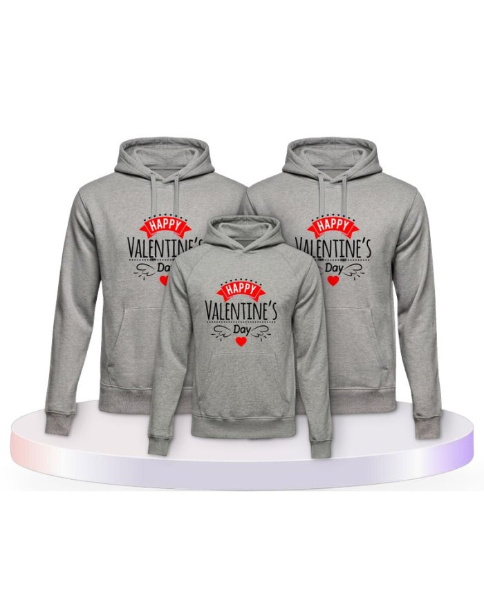 Happy Valentinstag Familienset Hoodies | Paarpulli