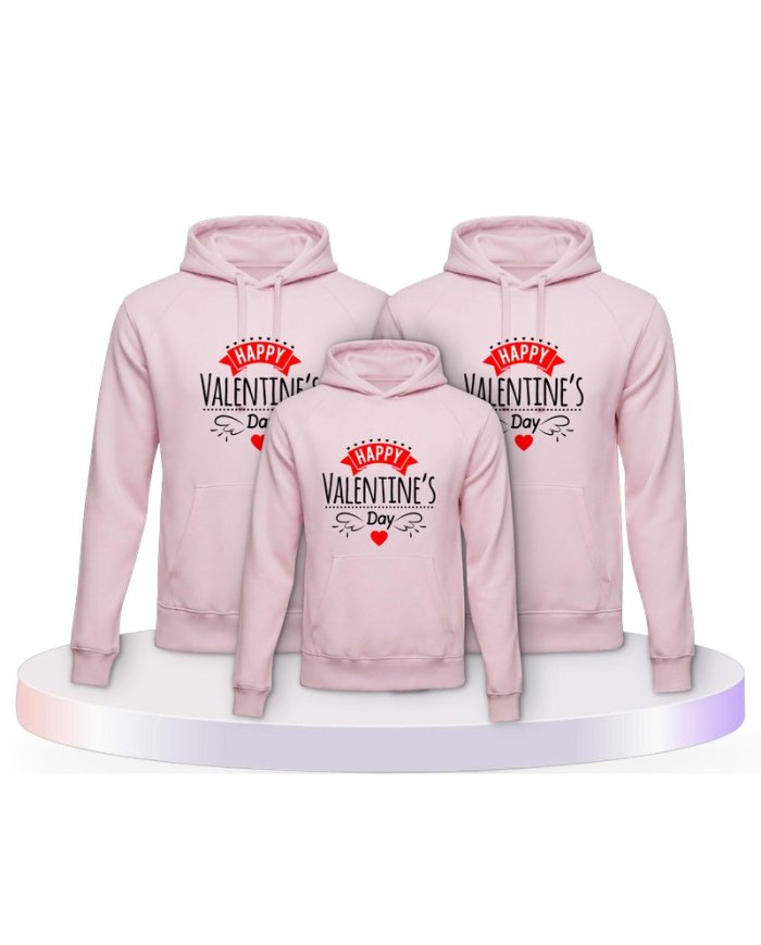 Happy Valentinstag Familienset Hoodies | Paarpulli