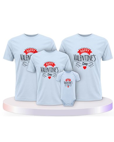 Familienlook T-Shirts mit Happy Valentinstag | Paarpulli