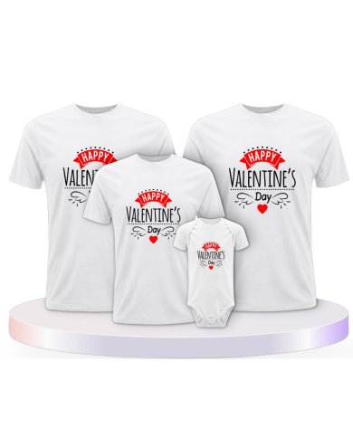 Familienlook T-Shirts mit Happy Valentinstag | Paarpulli