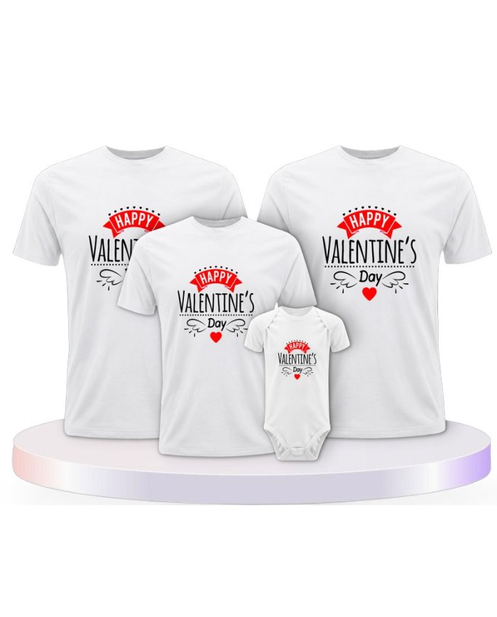 Familienlook T-Shirts mit Happy Valentinstag | Paarpulli
