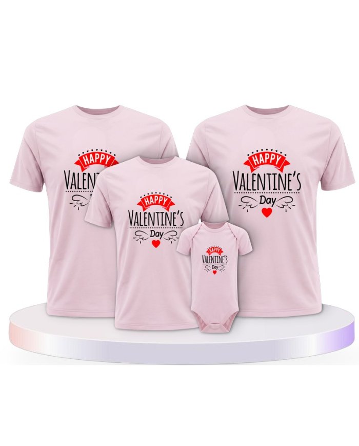 Familienlook T-Shirts mit Happy Valentinstag | Paarpulli