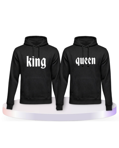 King und Queen mit schlichtem Design Couple Hoodies kaufen | Paarpulli