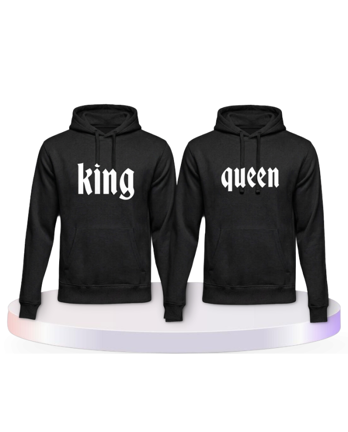 King und Queen mit schlichtem Design Couple Hoodies kaufen | Paarpulli