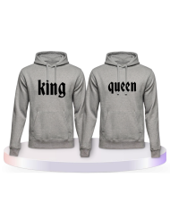 King und Queen mit schlichtem Design Couple Hoodies kaufen | Paarpulli
