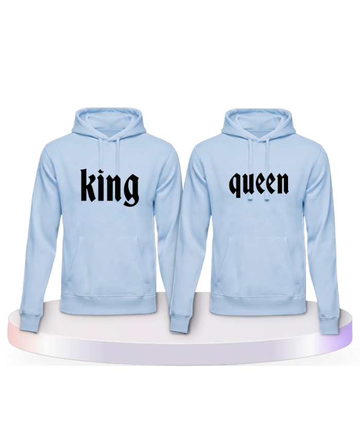 King und Queen mit schlichtem Design Couple Hoodies kaufen | Paarpulli