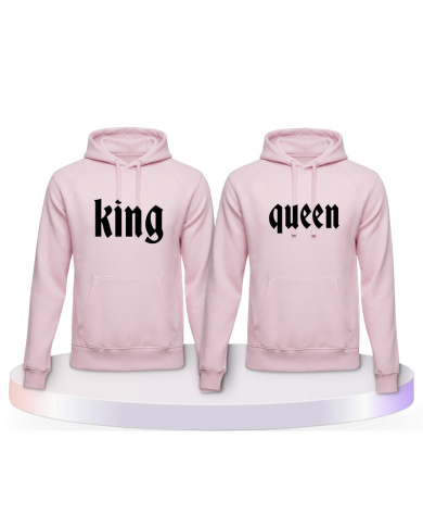 King und Queen mit schlichtem Design Couple Hoodies kaufen | Paarpulli