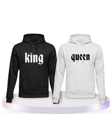 King und Queen mit schlichtem Design Couple Hoodies kaufen | Paarpulli